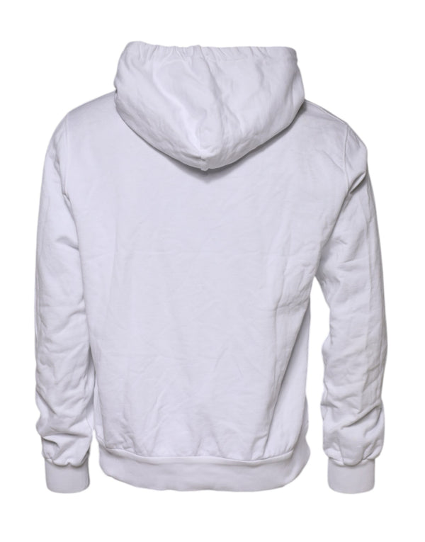Dolce & Gabbana White Embossed Logo Hooded Sweatshirt Sweater