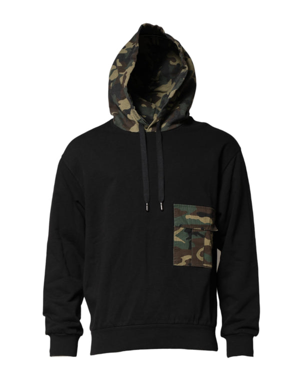 Dolce & Gabbana Black Camouflage Hooded Sweatshirt Sweater