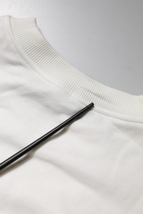 Dolce & Gabbana White Embossed Logo Cotton Crew Neck Sweater