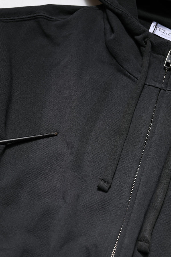 Dolce & Gabbana Black Logo Full Zip Hooded Men Sweatshirt Sweater