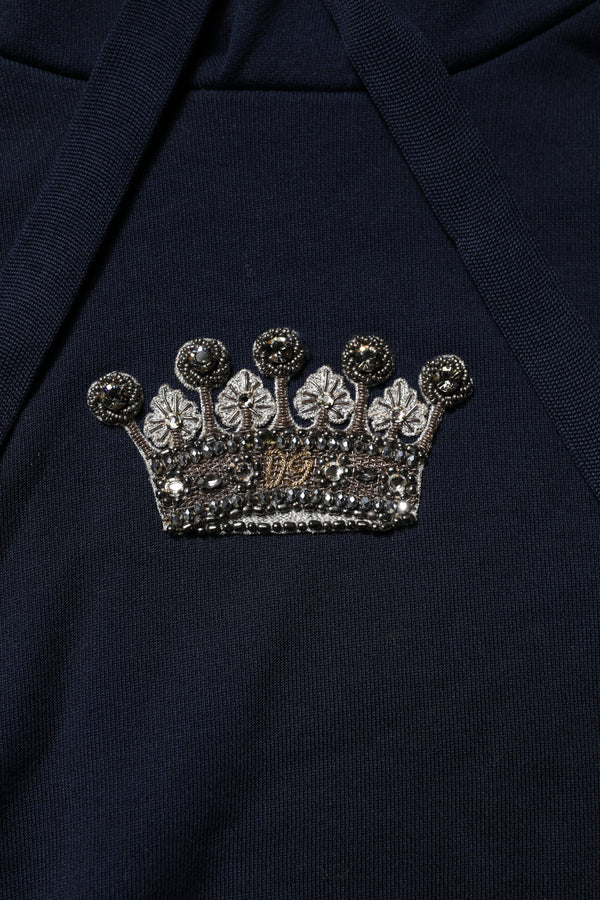 Dolce & Gabbana Black Crown Cotton Hooded Sweatshirt Sweater