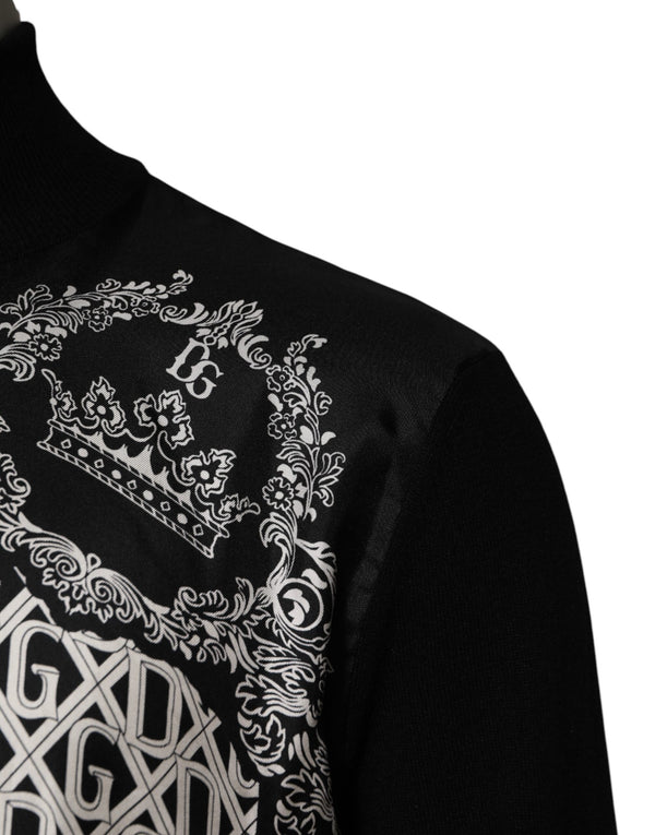 Dolce & Gabbana Black White Bandana Print Full Zip Sweater