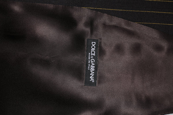 Dolce & Gabbana Black Stripes Wool Formal Men Waistcoat Vest