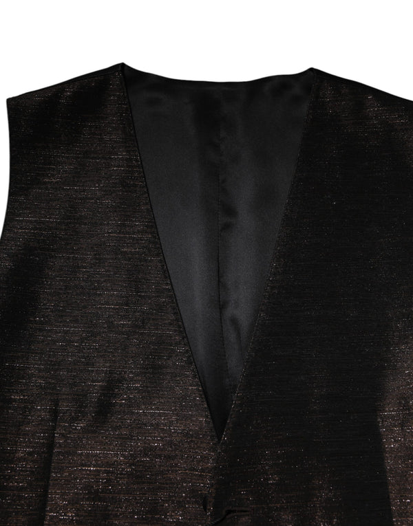 Dolce & Gabbana Dark Brown Dress Formal Men Waistcoat Vest