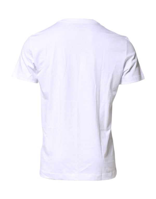 Dolce & Gabbana White Logo Embroidery Crew Neck T-shirt
