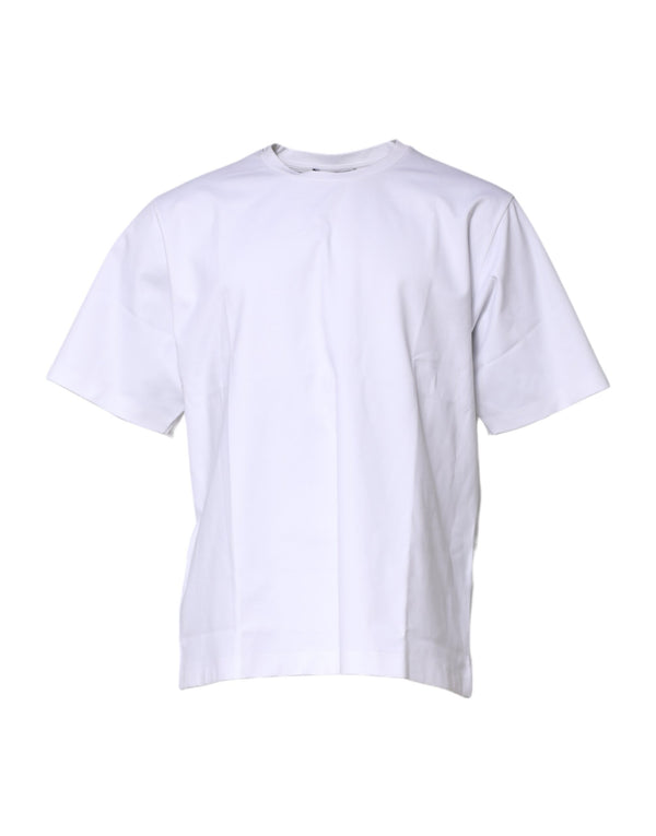 Dolce & Gabbana White Cotton Short Sleeves Crew Neck T-shirt