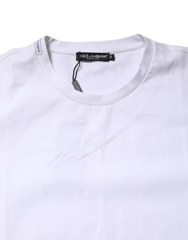 Dolce & Gabbana White Cotton Short Sleeves Crew Neck T-shirt
