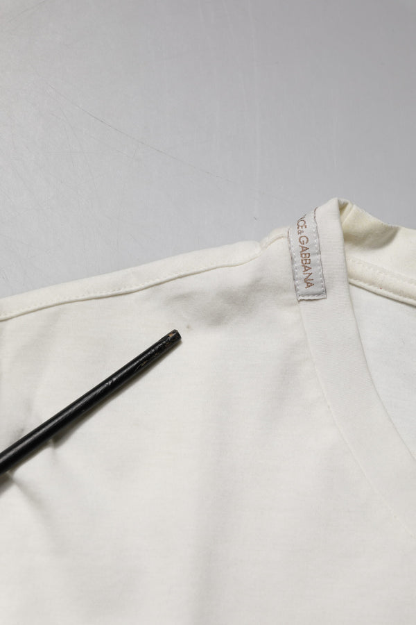 Dolce & Gabbana White Cotton Logo Bandana Print T-shirt