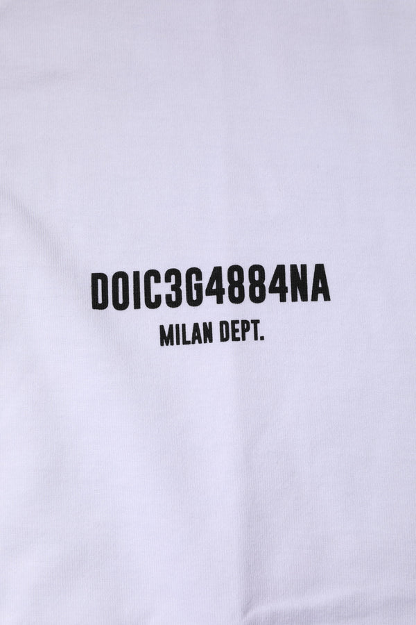Dolce & Gabbana White Cotton Logo Print Crew Neck T-shirt
