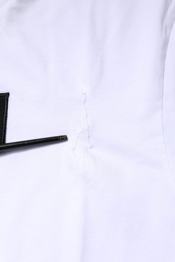 Dolce & Gabbana White Cotton Logo Patch Crew Neck T-shirt