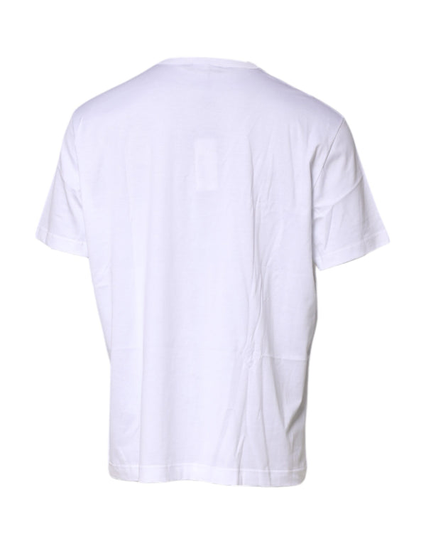 Dolce & Gabbana White Cotton DG Crown Embroidery T-shirt