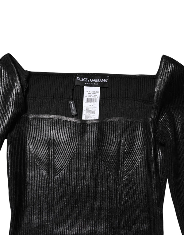 Dolce & Gabbana Black Viscose Long Sleeves Fitted Blouse Top