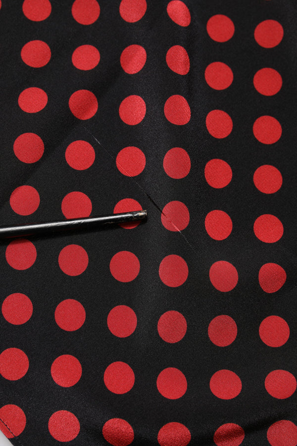 Dolce & Gabbana Black Red Polka Dot Silk Long Sleeves Top