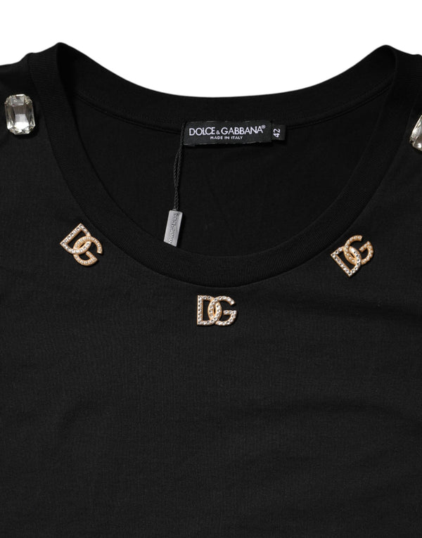 Dolce & Gabbana Black DG Embellished Sleeveless Tank Top