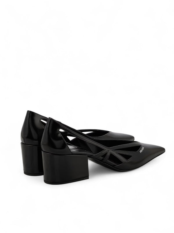 Prada Black Leather Cut-Out Pumps 55