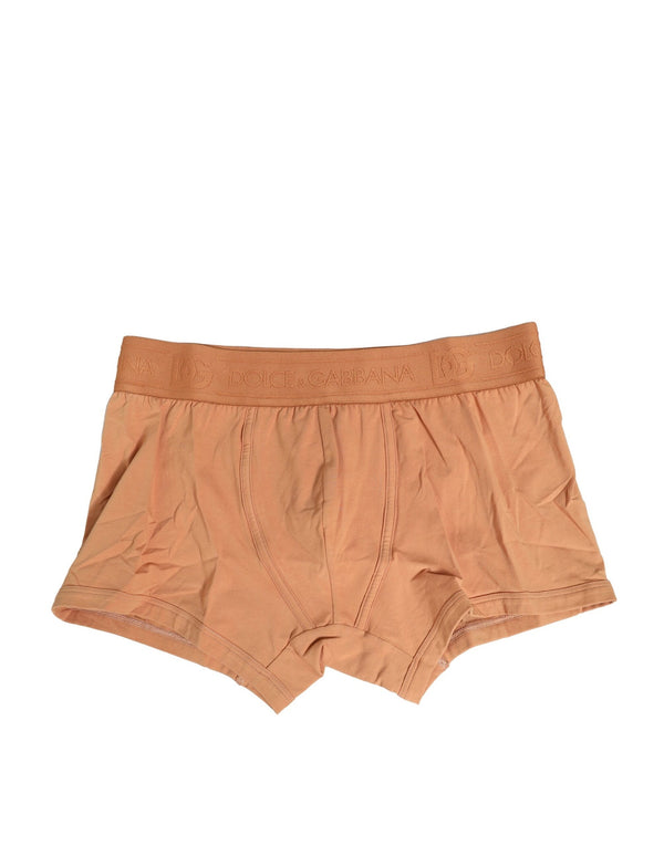 Dolce & Gabbana Brown Cotton Stretch Regular Boxer Underwear