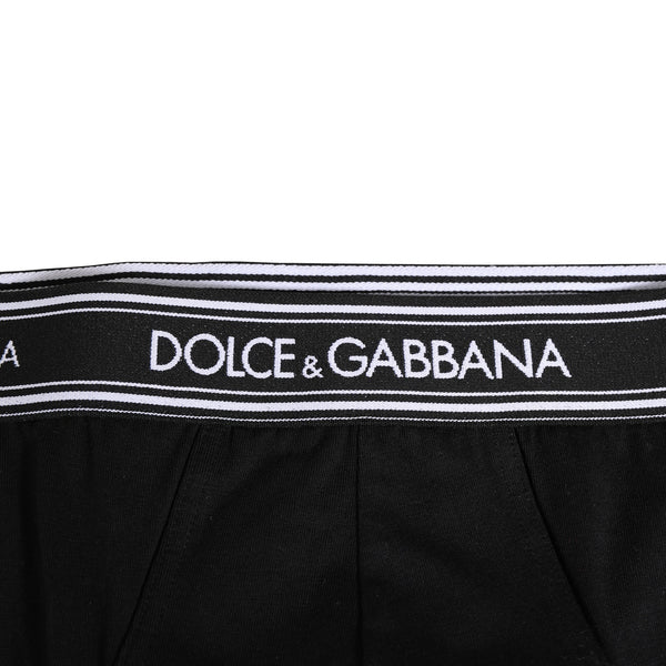 Dolce & Gabbana Black Cotton Stretch Logo Print Brief Underwear