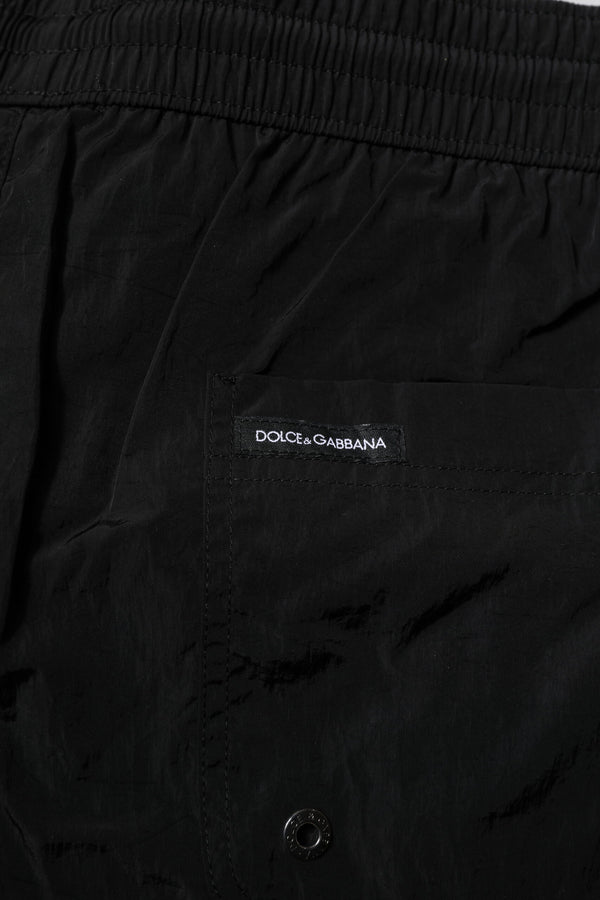 Dolce & Gabbana Black Polyester Beachwear Men Shorts Swimwear