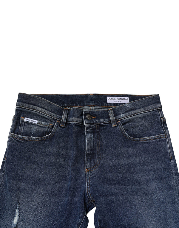 Dolce & Gabbana Blue Washed Skinny Cotton Denim Jeans