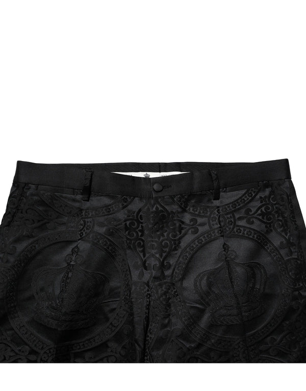 Dolce & Gabbana Black Cotton DG Crown Dress Pants