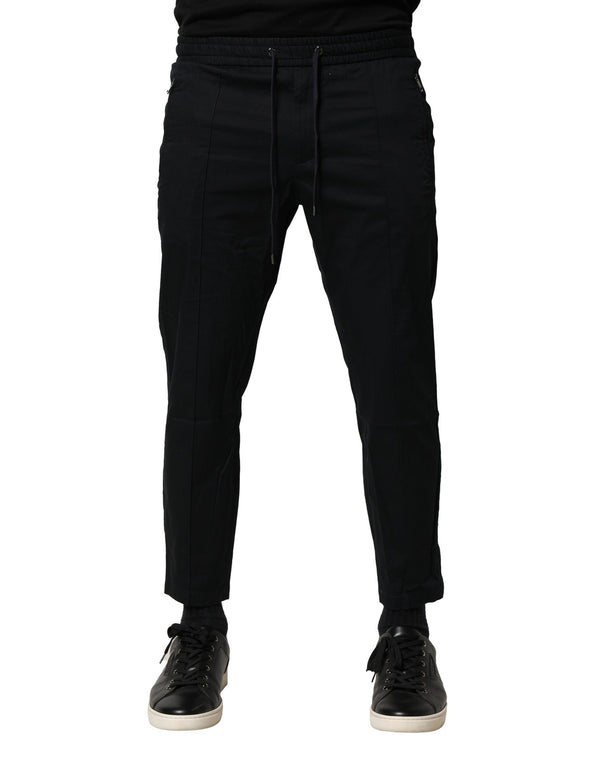 Dolce & Gabbana Black Cotton Mid Waist Jogger Pants