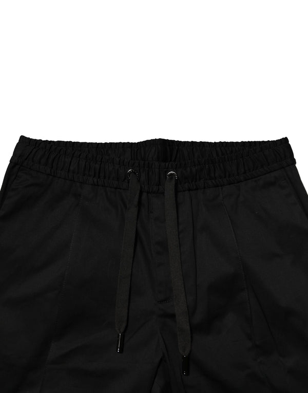 Dolce & Gabbana Black Cotton Mid Waist Jogger Pants