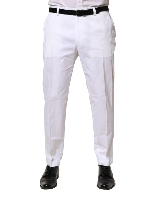 Dolce & Gabbana White Cotton Dress Slim Formal Pants