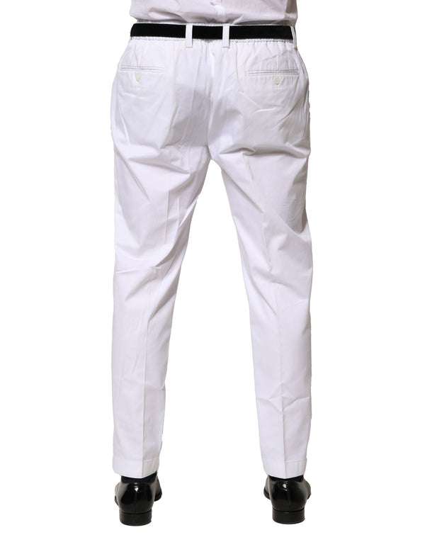 Dolce & Gabbana White Cotton Dress Slim Formal Pants