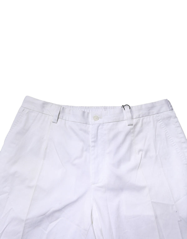 Dolce & Gabbana White Cotton Dress Slim Formal Pants