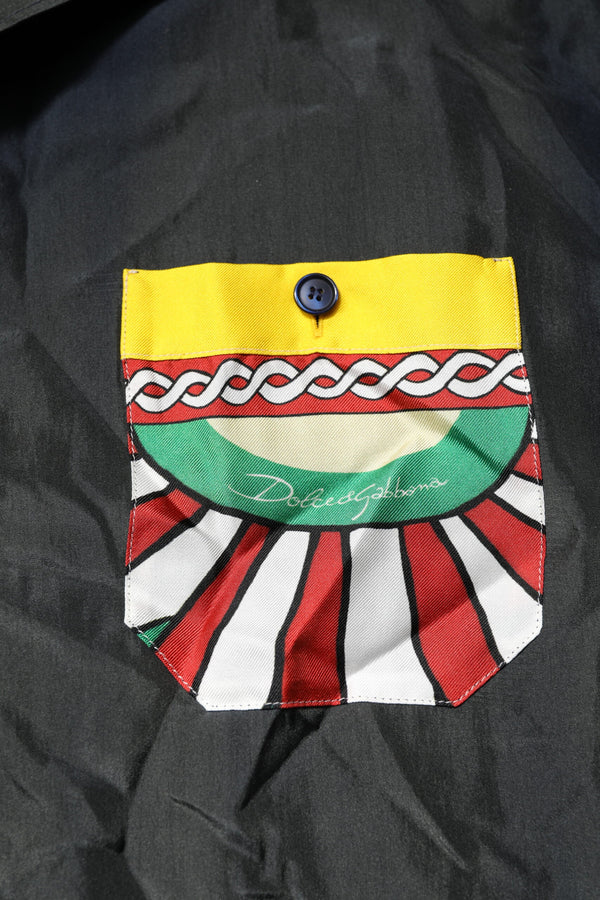 Dolce & Gabbana Black Silk Short Sleeves Men Casual Shirt