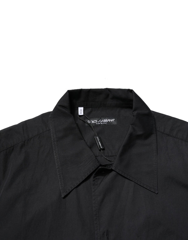 Dolce & Gabbana Black Cotton Short Sleeve Buttoned Casual Shirt