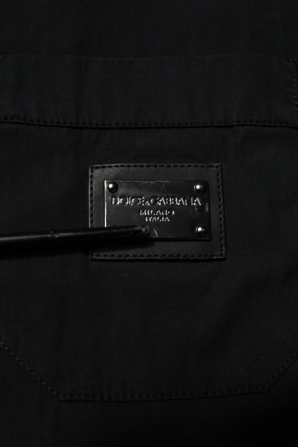 Dolce & Gabbana Black Cotton Short Sleeve Buttoned Casual Shirt