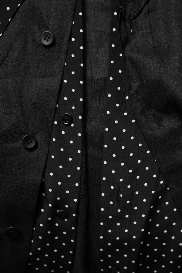 Dolce & Gabbana Black Polka Dot Collar Tie Neck Casual Shirt