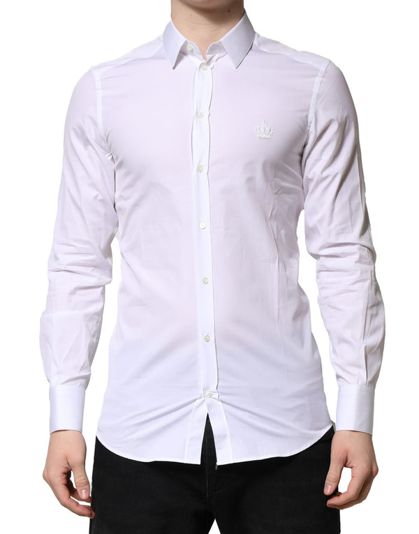 Dolce & Gabbana White GOLD Long Sleeves Men Dress Formal Shirt