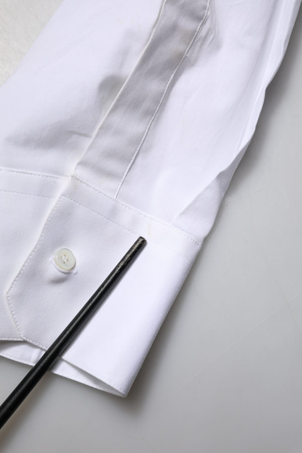 Dolce & Gabbana White Cotton Long Sleeves GOLD Formal Shirt