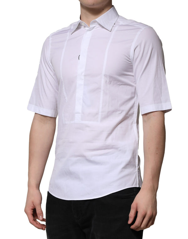 Dolce & Gabbana White Cotton Short Sleeves Dress Formal Shirt