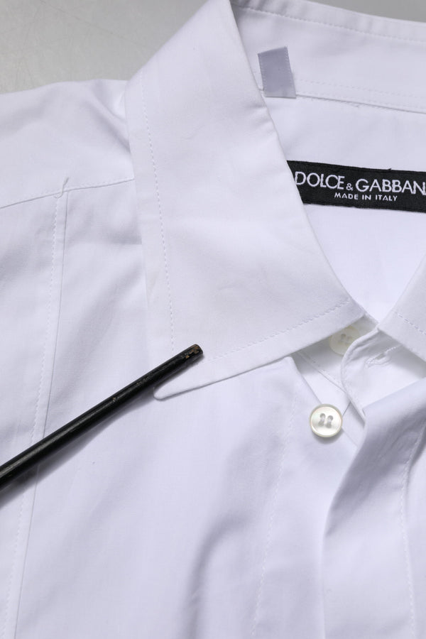 Dolce & Gabbana White Cotton Short Sleeves Dress Formal Shirt