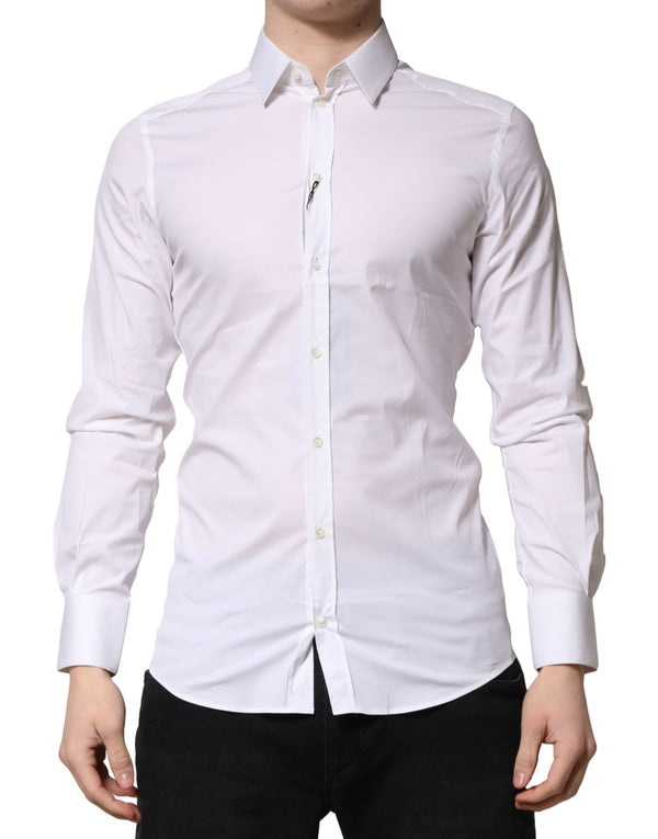 Dolce & Gabbana White GOLD Long Sleeves Dress Formal Shirt