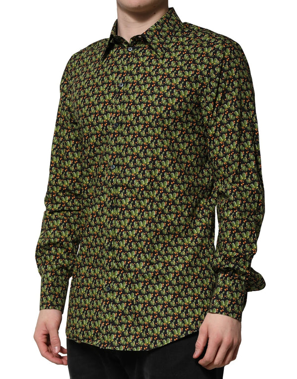 Dolce & Gabbana Multicolor Cotton Cactus GOLD Men Formal Shirt