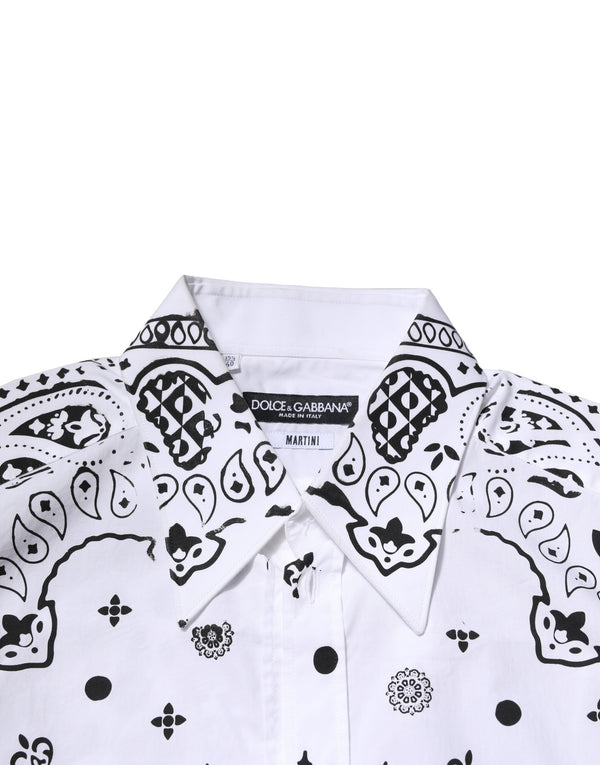Dolce & Gabbana White MARTINI Bandana Print Formal Shirt