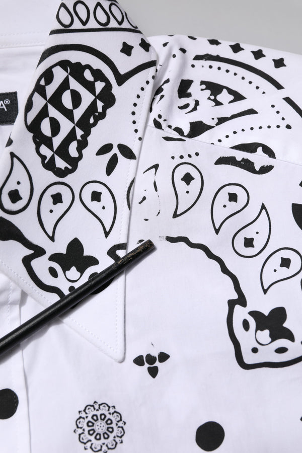 Dolce & Gabbana White MARTINI Bandana Print Formal Shirt