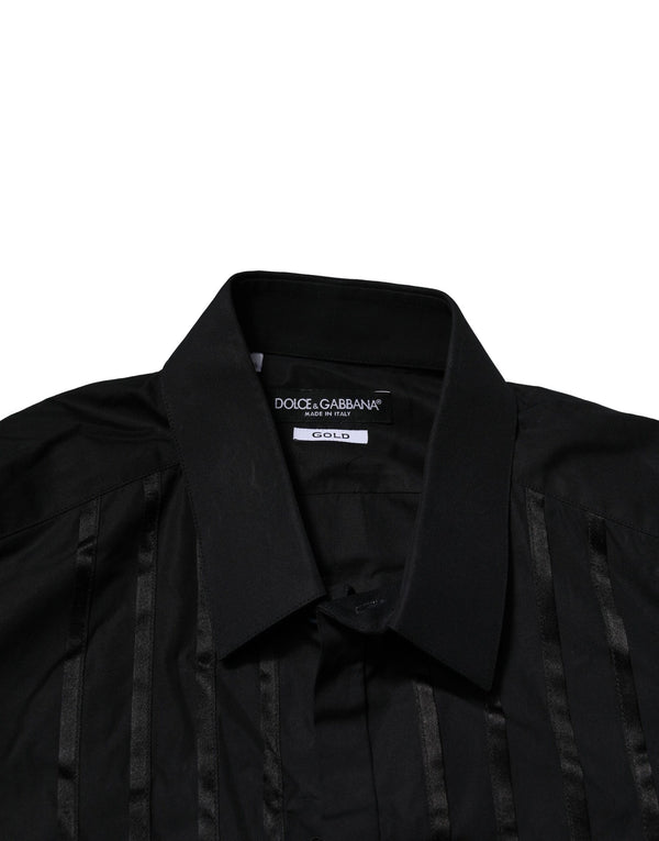 Dolce & Gabbana Black Cotton GOLD Mens Dress Formal Shirt