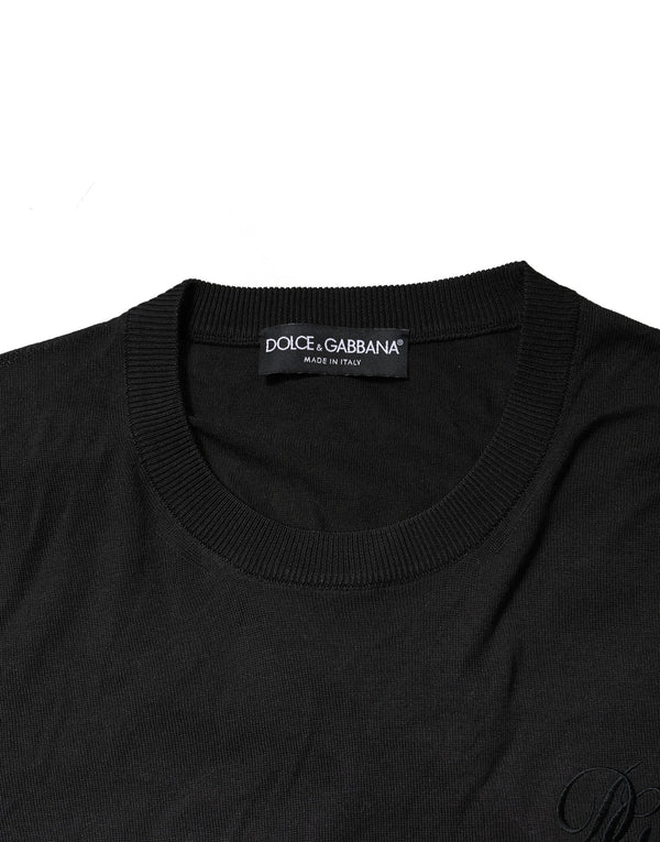 Dolce & Gabbana Black Cotton DG Logo Men Sweatshirt Sweater