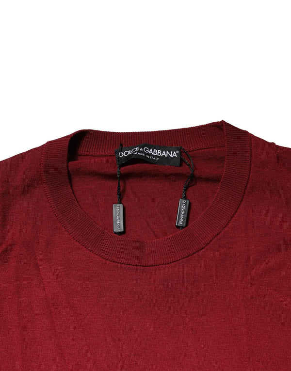 Dolce & Gabbana Maroon Cashmere Crew Neck Sweatshirt Sweater