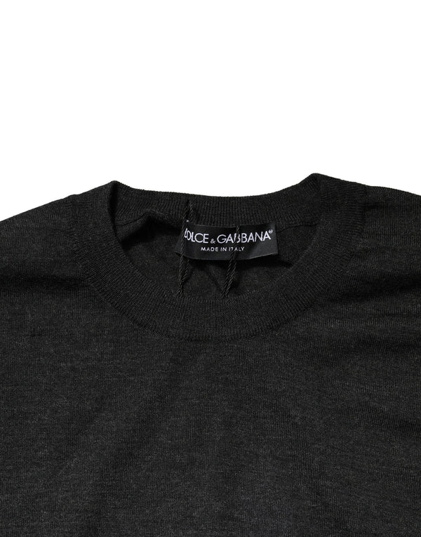 Dolce & Gabbana Gray Long Sleeve Crew Neck Pullover Sweater