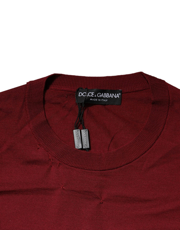 Dolce & Gabbana Maroon Cashmere Crew Neck Sweatshirt Sweater