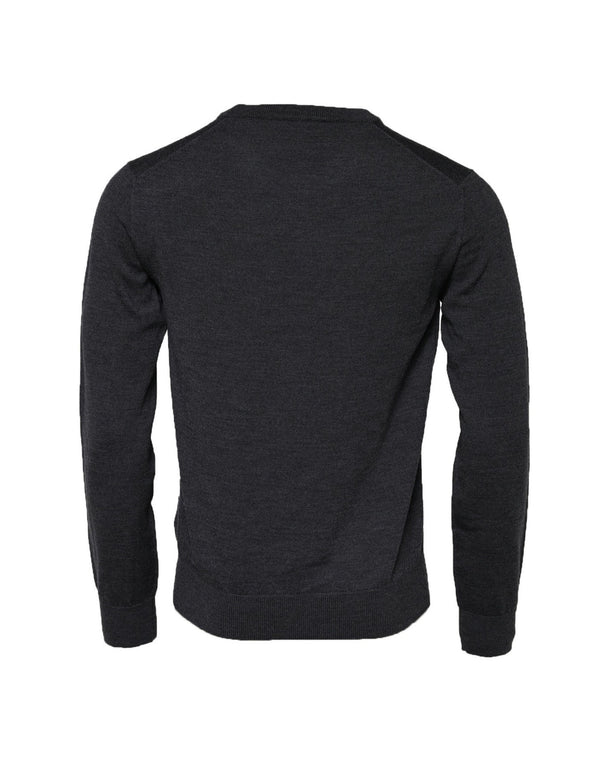 Dolce & Gabbana Dark Gray Wool Crew Neck Sweatshirt Sweater