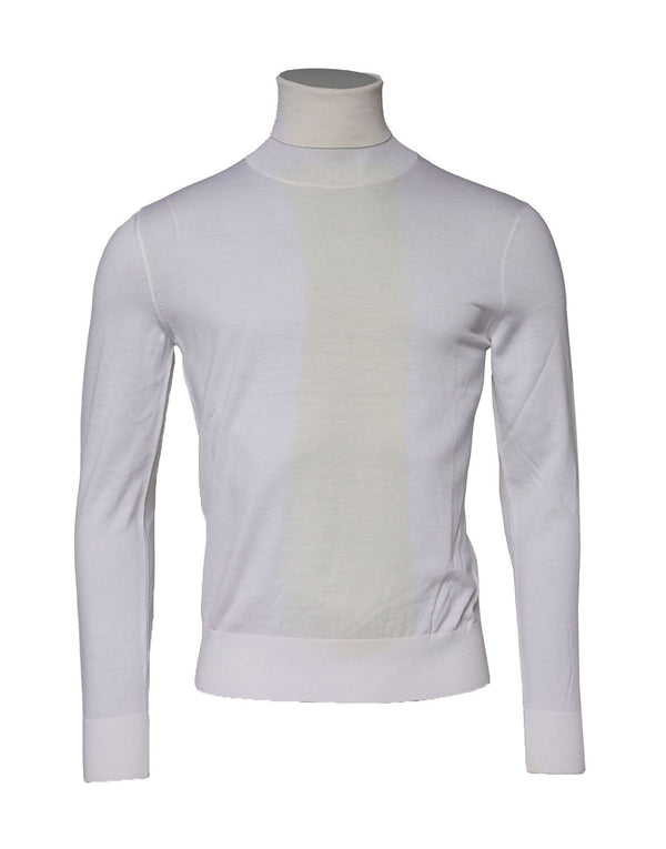 Dolce & Gabbana White Wool Turtleneck Men Sweatshirt Sweater