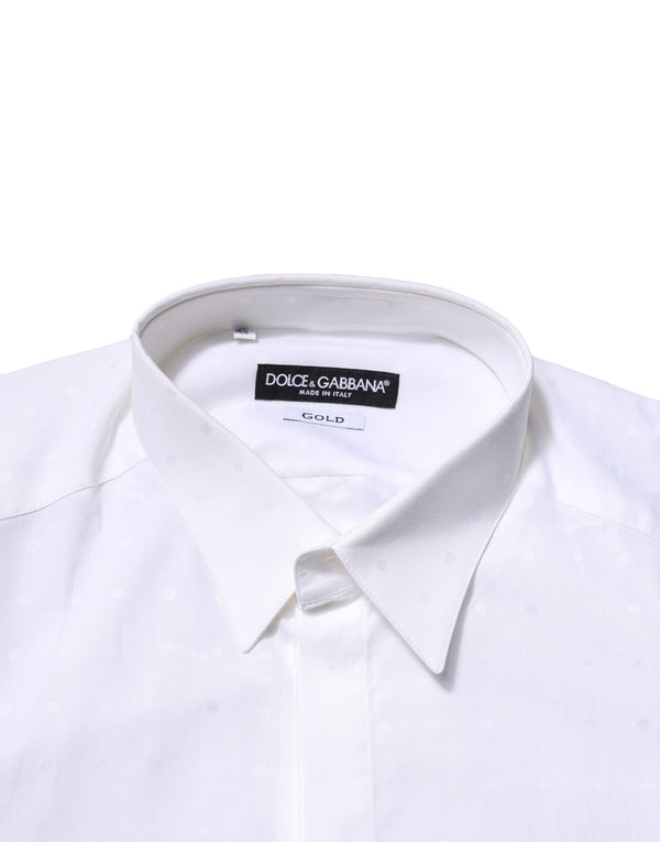 Dolce & Gabbana White Cotton GOLD Long Sleeves Formal Shirt