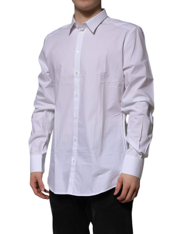 Dolce & Gabbana White Cotton GOLD Long Sleeves Formal Shirt